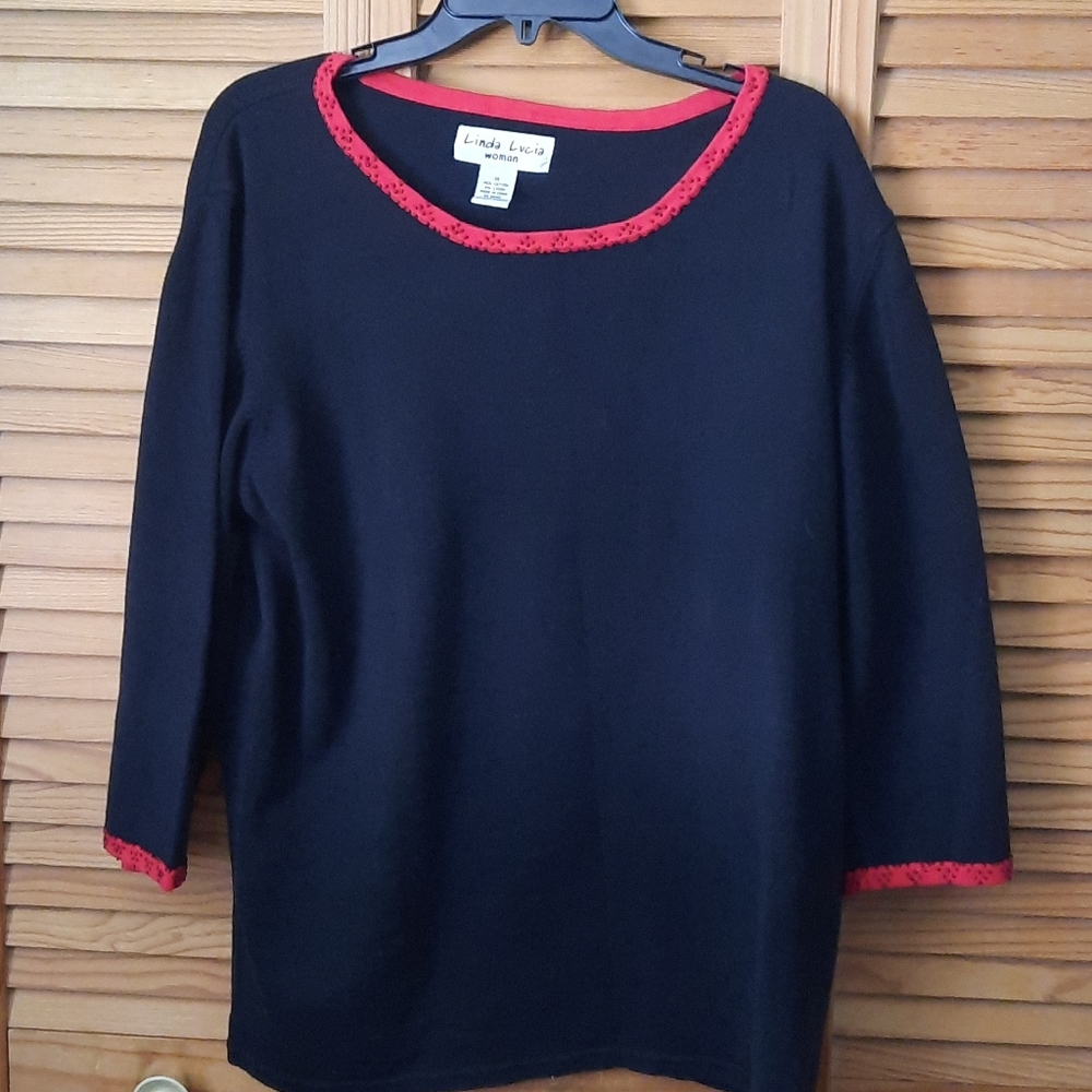 Linda Lucia Woman Black And Red Sweater Size 1X